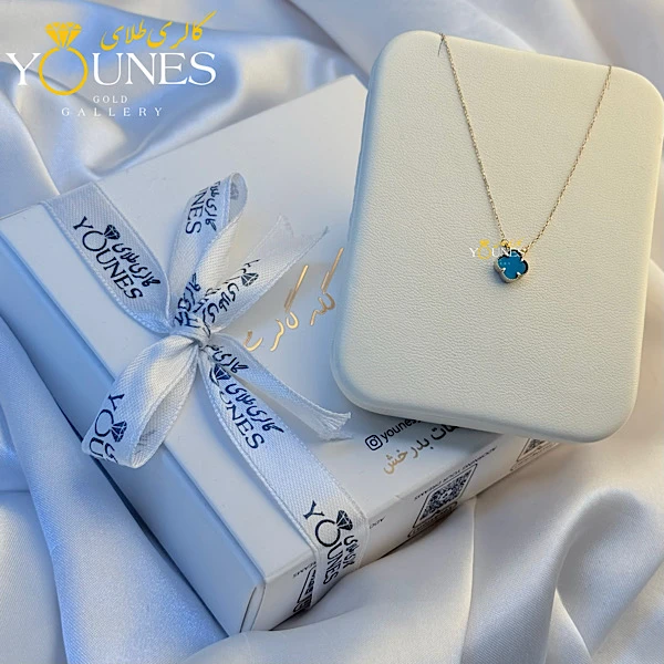 گردنبند طلا ونکلیف سنگی آبی